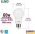 LUNO A19 Dimmable LED Bulb 9.5W (60W Equivalent), 800 Lumens, 4000K Neutral White, E26 (4-Pack)