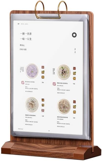 Rikyo A5 Walnut Wood Sign Holder Vertical Table Card Flip Display 6 Pages-12