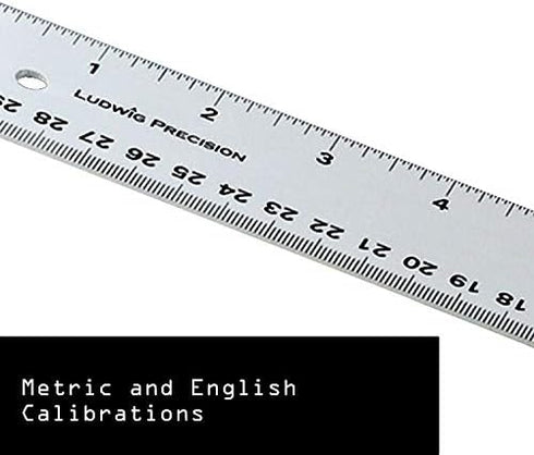 Ludwig Precision Aluminum Straight Edge Ruler, 12-Inch, Silver