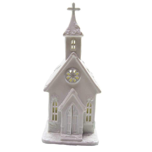 ATD 5.75 Inch White Colored Patterned Church Plug-In Night Lamp
