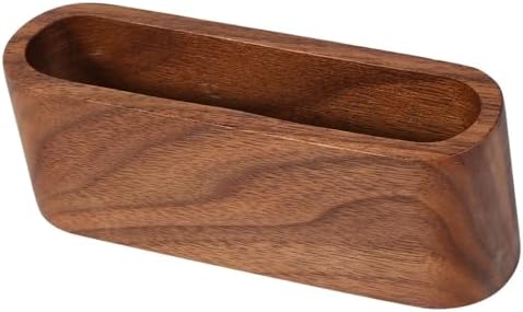MOPFOL Wooden Business Card Holder Case - Handmade Office Organizer with Wood Grain,