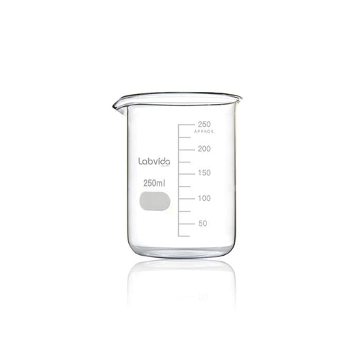Upgrated 3 Size Low Form Beaker Set, 50ml 100ml 250ml, 3.3 Boro Glass Beakers with Printed Graduation