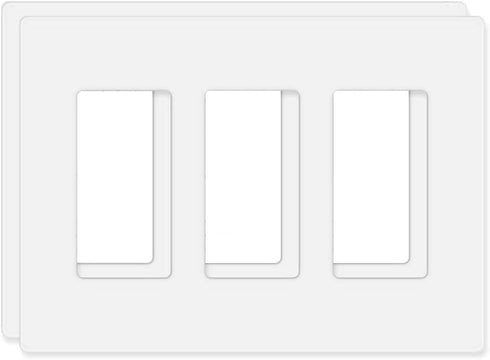 Screwless Decorator Wall Plates 3-Gang Switch Outlet Electrical Cover Plate, Unbreakable Thermoplastic Faceplate, White