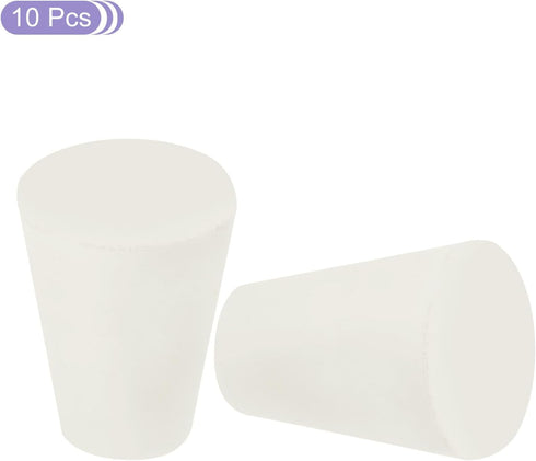 MECCANIXITY Rubber Tapered Plug 9mm to 13mm Solid Test Tubes Bungs Stopper White, 10 Pieces