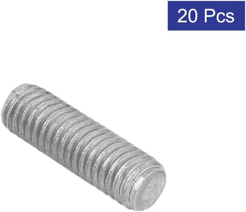 uxcell M6 x 25mm Fully Threaded 304 Stainless Steel Rod Bar Studs, Silver Tone, 20 Pcs
