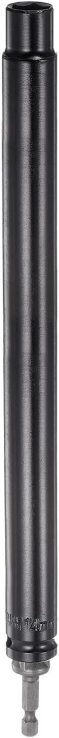 Extra Long Hollow Socket, 14mm x 300mm Deep Well Impact Nut Driver with 1/4" Quick-Change Hex Shank