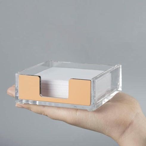 MEI YI TIAN Gold Sticky Notes Holder, Clear Acrylic Memo Note Cube Dispenser 3.5x3.3 for Office Desk Accessories