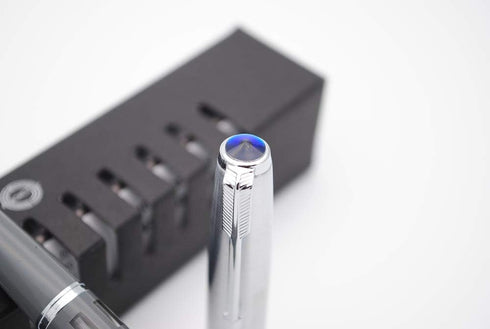 czxwyst 2019 New Version 601 Steel Cap Vacumatic Fountain Pen - Double Bead (Battleship Grey with ink window)