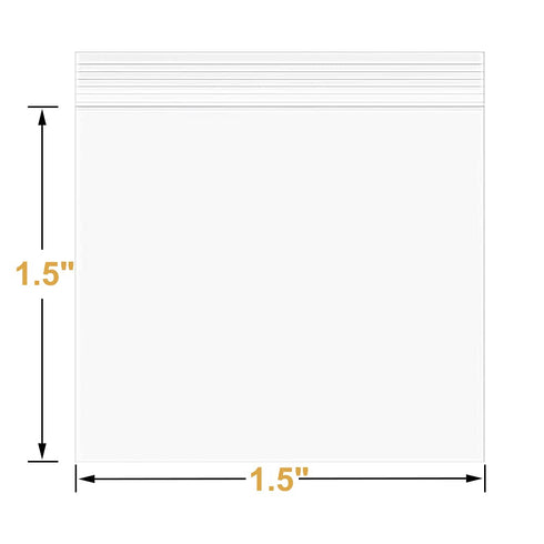 200 Pcs 1.5" x 1.5" Heavy Duty Clear Reclosable Zip Poly Lock Bags, Durable Seal Resealable Zipper Bags