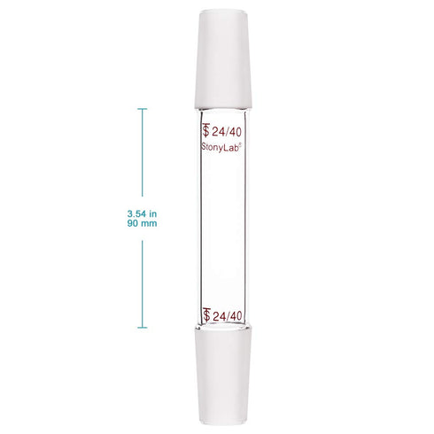 stonylab Glass 24/40 Straight Laboratory Adapter, Borosilicate Glass 90 mm Between Two 24/40 Ground Inner Standard Taper Joints for Laboratory Lab Supply