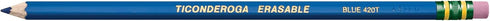 Ticonderoga Erasable Checking Wood-Cased Pencils, Pre-Sharpened, Blue, 12 Count