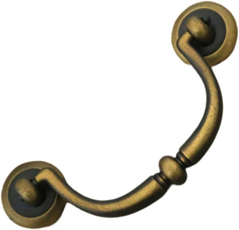 HAOWwW Drawer Pulls Double Hole Yellow Antique Brass Color Antique Small Hanging Pull