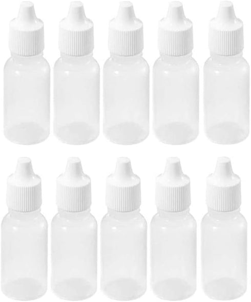 10PCS Plastic Squeezable Dropper Bottles, Empty White Clear Liquid Bottle with Cap, 5ML/15ML