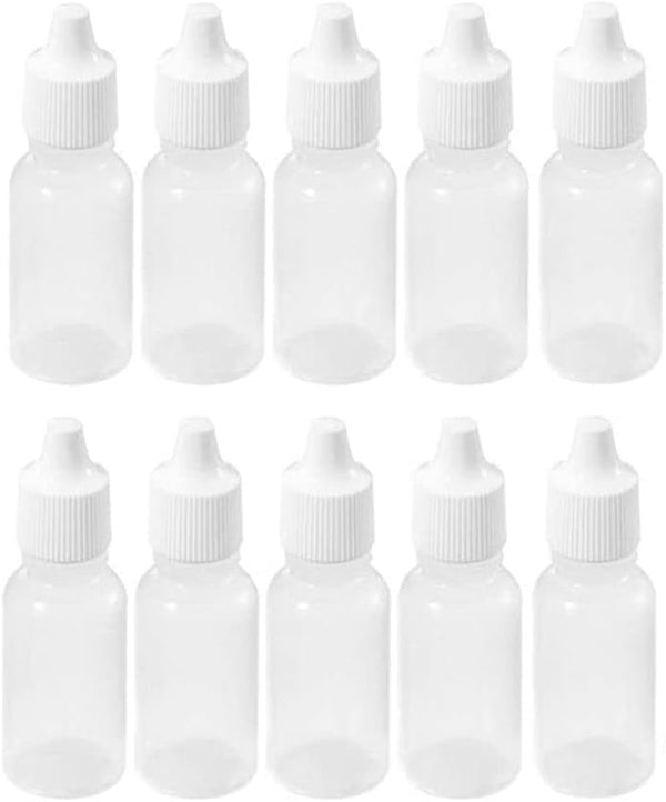 10PCS Plastic Squeezable Dropper Bottles, Empty White Clear Liquid Bottle with Cap, 5ML/15ML