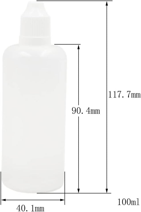 100MLx20 LDPE Plastic Dropper Bottles Empty Squeeze Liquid Eye Dripper Containers with Child Resistant Cap (Bottles + Mixing Color Caps + Tips+label) by NANSHINE