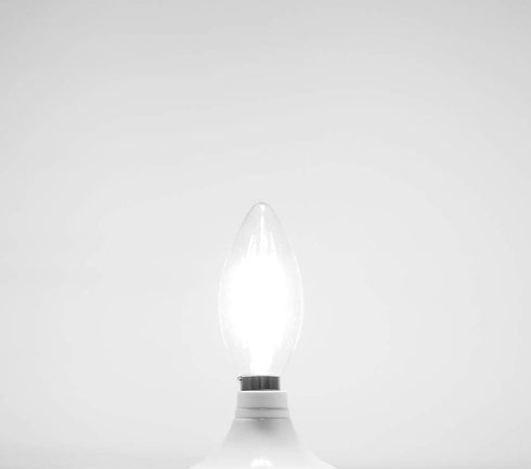 E14 LED Filament Candle Shape Light Bulb 600LM 60W Equivalent Daylight 6000K C35 Clear Glass Torpedo Shape, 2-Pack