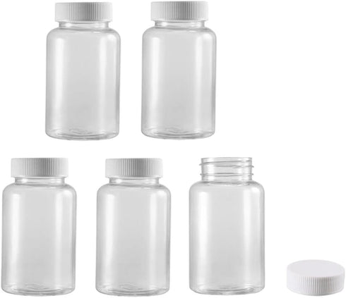 uxcell 5 Pcs Plastic Lab Chemical Reagent Bottle, 200ml/6.8oz Wide Mouth Liquid Storage Container