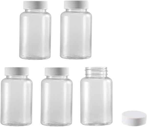 uxcell 5 Pcs Plastic Lab Chemical Reagent Bottle, 200ml/6.8oz Wide Mouth Liquid Storage Container