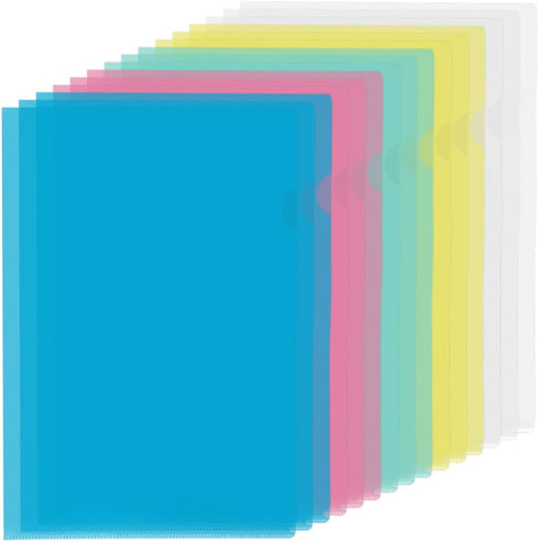 YoeeJob 15 Packs Clear Document Folders, L-Type Clear Plastic Folders for Standard 8.5"x11" and A4 Sheets