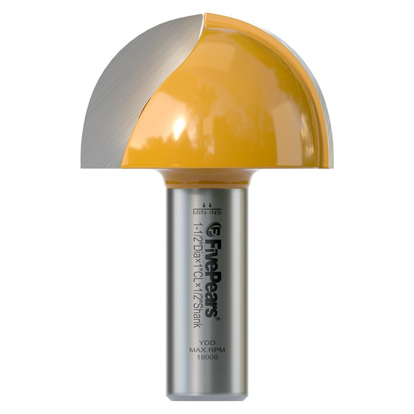 Fivepears Core Box Router Bit with 1/2 inch Shank 1-1/2 inch Cutting
