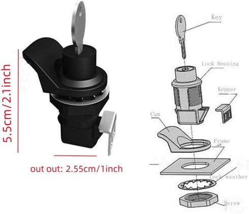 2PCS Push Button Lock Glove Box Latch, Golf Cart Glove Box Lock, Plastic Push to Close Latch for Motorcycle Tool Box