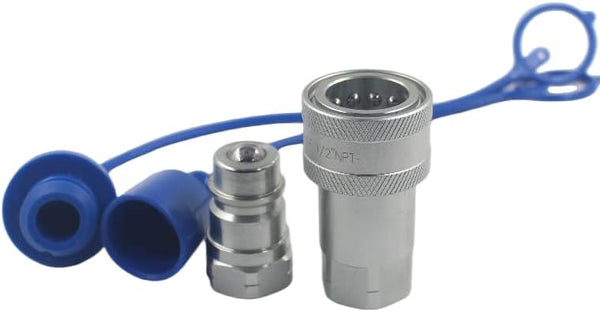 1-Set 1/2" NPT ISO5675 Ag Hydraulic Quick Connect Coupling with Dust Cap, Pioneer Type