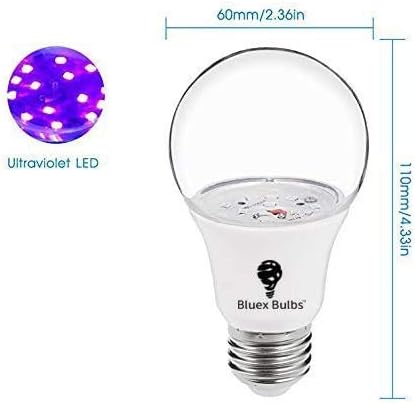 Bluex Bulbs 2 Pack LED Black Light Bulb, 9W A19 E26 Blacklight Bulb for Body Paint, Glow in The Dark