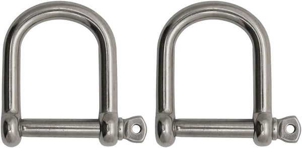 Extreme Max 3006.8225.2 BoatTector Stainless Steel Wide D Shackle - 1/4", 2-Pack