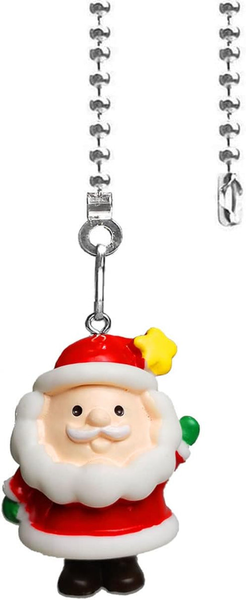 12 inch Ceiling Fan Pull Chain with Father Christmas Charm Pendant, Fan Danglers Chain Extender for Light Decoration