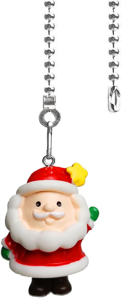 12 inch Ceiling Fan Pull Chain with Father Christmas Charm Pendant, Fan Danglers Chain Extender for Light Decoration