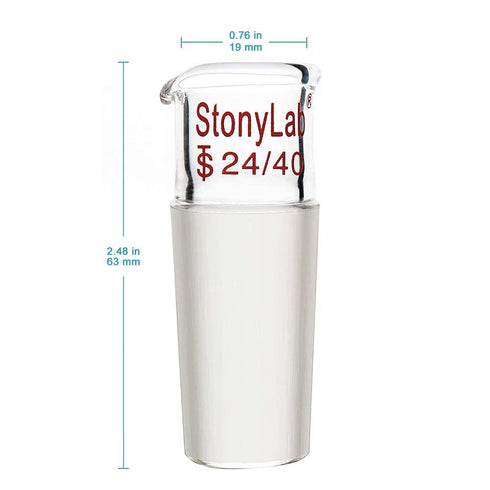 stonylab Glass Pour Out Adapter, Borosilicate Glass Liquid Pouring Adapter with 24/40 Ground Inner Joint for Laboratory Lab Supply