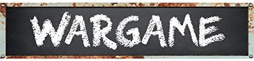 WARGAME Rectangle Chalkboard Look with Chalk Style Font Effect 8" Wide Decal