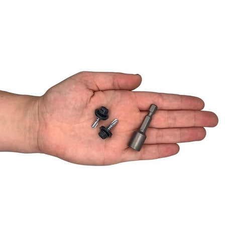 (Pack of 25) Metal Roofing Screws 3/16"" x 3/4"" (4.8 x 19 mm) Self-Drilling Screws with EPDM Washers, Anthracite Grey