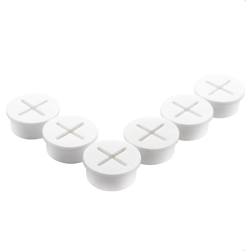 6 PCS Flexible Silicone Cable Cord Grommet, 1 Inch White Grommets for Desk, Table, Cable Management, Wire Organizer
