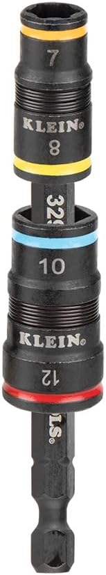Klein Tools 32932M 4-in-1 Metric Impact Socket Set, 2 Flip Sockets, 4 Metric Hex Sizes: 7 mm, 8 mm, 10 mm, 12 mm