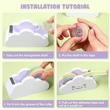 Mikily’s Cute Cloud Shape Tape Dispenser, Multi-Functional Desk Accessory for Kids