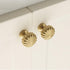 SANCHAKOU 2 Pack Drawer Handles Knobs Wardrobe Pumpkin Shaped Handle Brass Drawer Round Single Hole Bedside Table