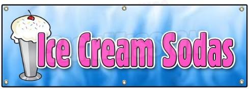 SignMission 72" ICE Cream SODAS Banner Sign Cones Sundae Floats Banana Split Egg