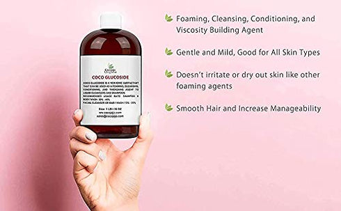cocojojo 32 Oz Coco Glucoside Natural Surfactant - Surfactants for Soap Making DIY Shower Gel, Skin Care, Body and Face