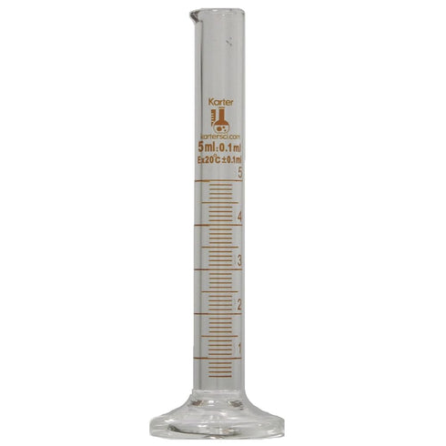 Karter Scientific 412A3, 5ml Graduated Cylinder, Round Base, Borosilicate 3.3 Glass (Single)