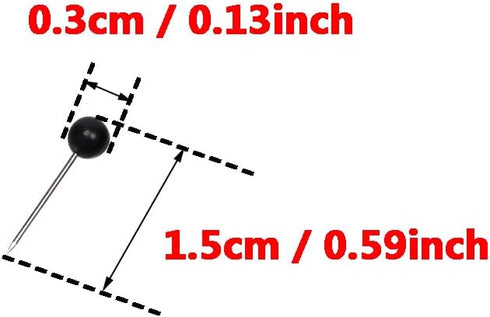 Tupalizy 1/8 Inch Small Round Head Map Tacks Pins, Black, 100PCS for Home Office Use