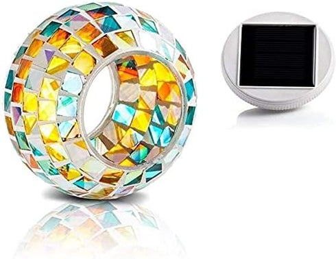 OKQYIMAQQ Solar Table Light, Solar Mosaic Lights Color Changing Solar Glass Ball Garden Lights Waterproof Outdoor Night