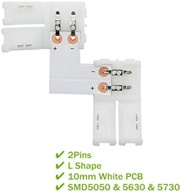 10pcs Pack 2 90 10mm 5050 5630 LightingWill L Shape Solderless Snap Down Pin LED Strip Connector for Right Angle Corner