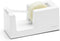 Poppin Desk Tape Dispenser - Stylish Non-Skid Weighted Base, Includes Roll of Tape (White)