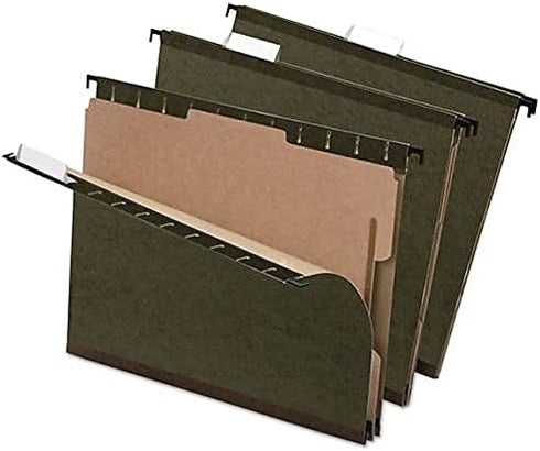 Pendaflex 59253 SureHook Reinforced Hanging Folder, 1 Divider, Letter, 1/5 Tab, Green (Box of 10)