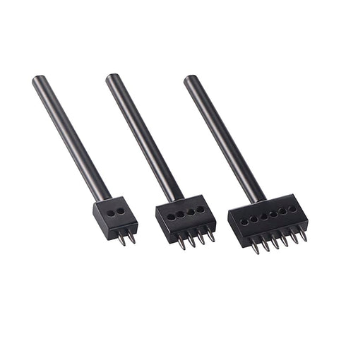 Leather Round Hole Punching Tool, 3pcs Prong Punch Tool Set with 2/4/6 Prong Options for DIY Leather Craft