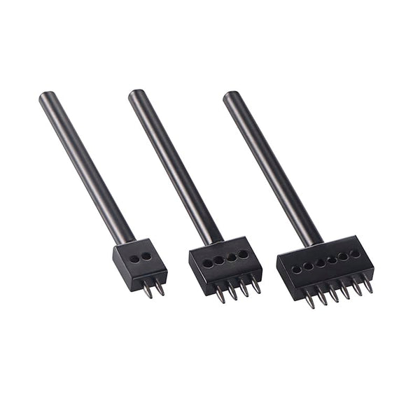 Leather Round Hole Punching Tool, 3pcs Prong Punch Tool Set with 2/4/6 Prong Options for DIY Leather Craft