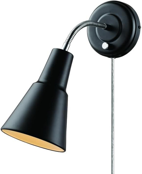 65312 Bulb Globe Electric Ramezay Gooseneck Sconce, Matte Black, Not Included