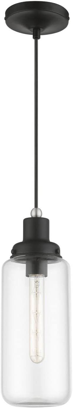 40614-04, Livex Lighting, Oakhurst, Mini Pendant, Black with Brushed Nickel Accent