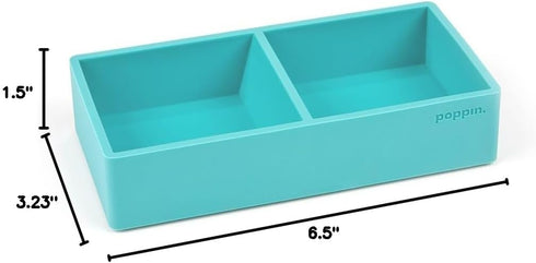 Poppin Softie This + That Tray, Aqua, Silicone, 2 Compartments, 3 x 6.25 x 1.5